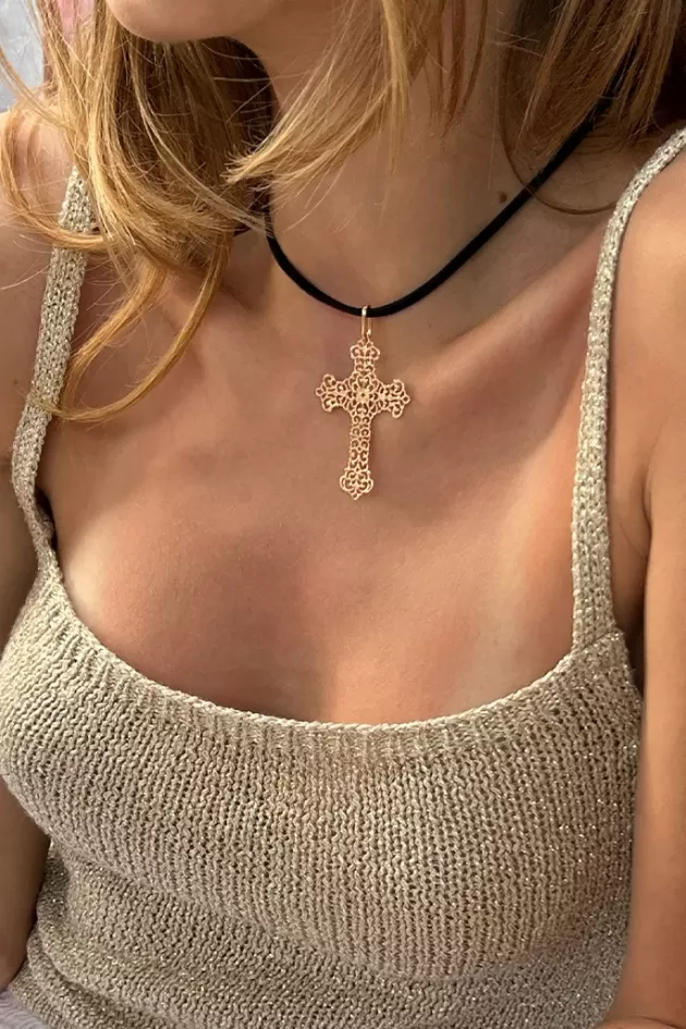 Subdued Cross choker necklace