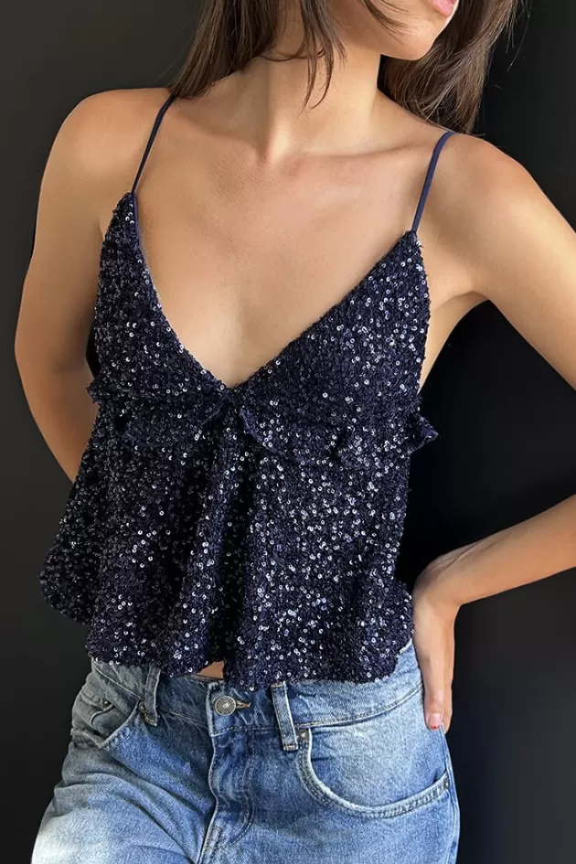 Subdued Top mit Rouches und Pailletten