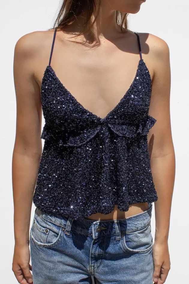 Subdued Top mit Rouches und Pailletten